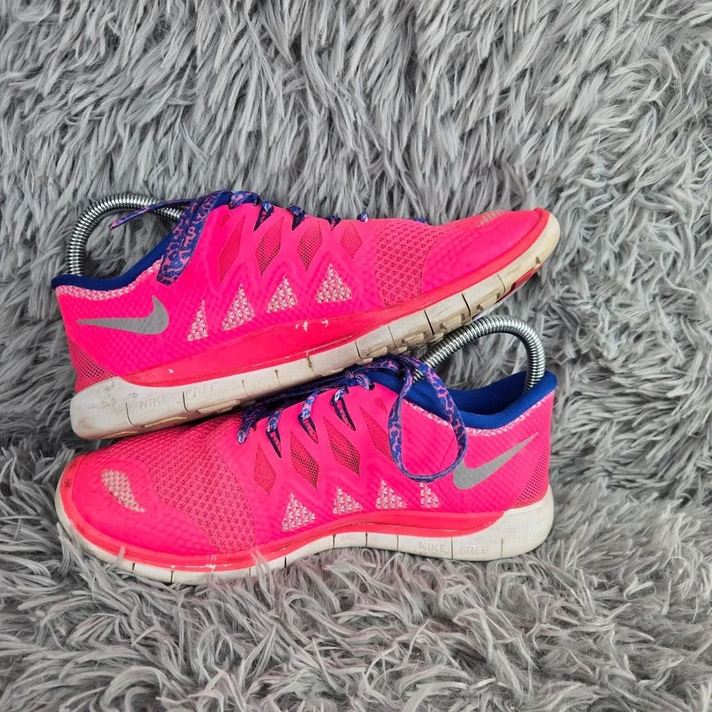 Nike Free 5.0 Running Shoes Kids 6Y Pink‎ Blue 644446-601 Lightweight Athletic